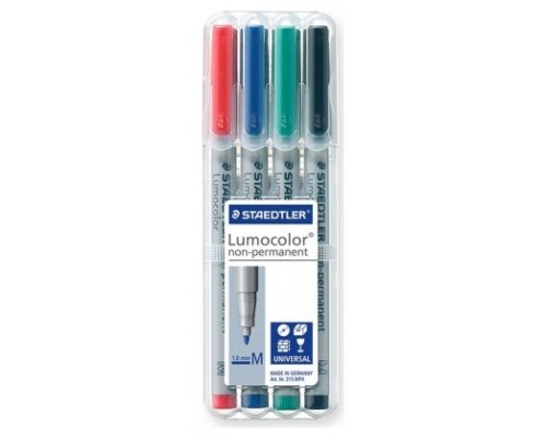 ESTUCHE 4 MARCADORES LUMOCOLOR PERMANENTE PUNTA SUPERFINA 0,4MM. SURTIDOS STAEDTLER 313 WP4 (Espera 4 dias)